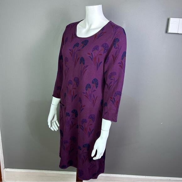 Gudrun Sjoden dress small purple long sleeve folk art Scandinavian comfy artsy - Picture 3 of 9